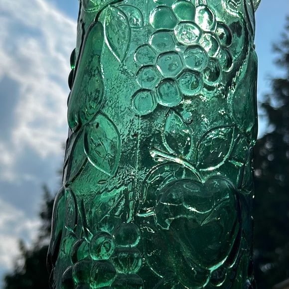 🎉HP🎉Vintage MCM  EMPOLI GLASS Decanter Bottle Fruit Pattern Italy ~ No Stopper - Picture 9 of 14